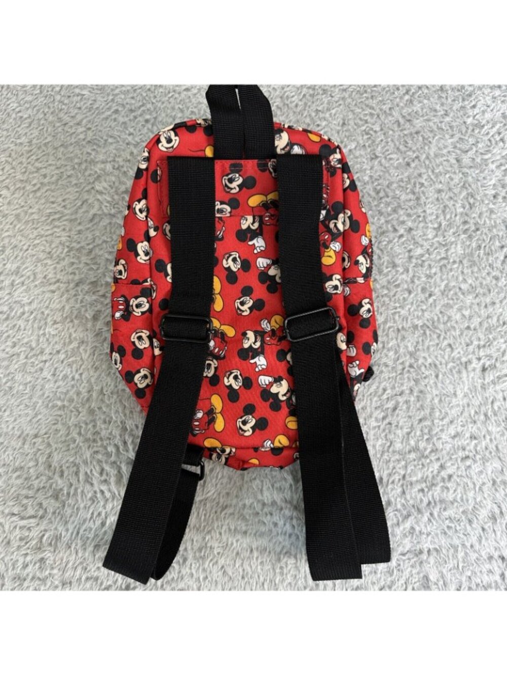 Disney Mickey Mouse Mini Backpack Red With Adjustable Straps & Zippered Pocket - Picture 10 of 11